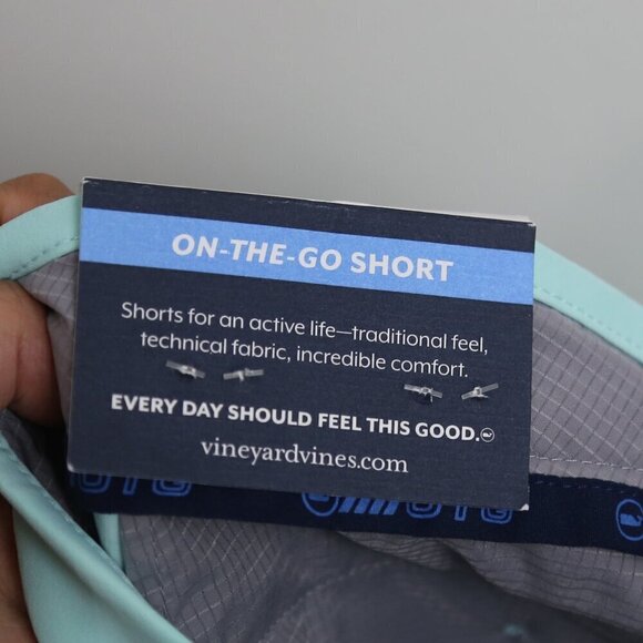 NWT Vineyard Vines 9 Inch On-The-Go Performance Shorts Teal Blue Size 42 - Picture 7 of 9